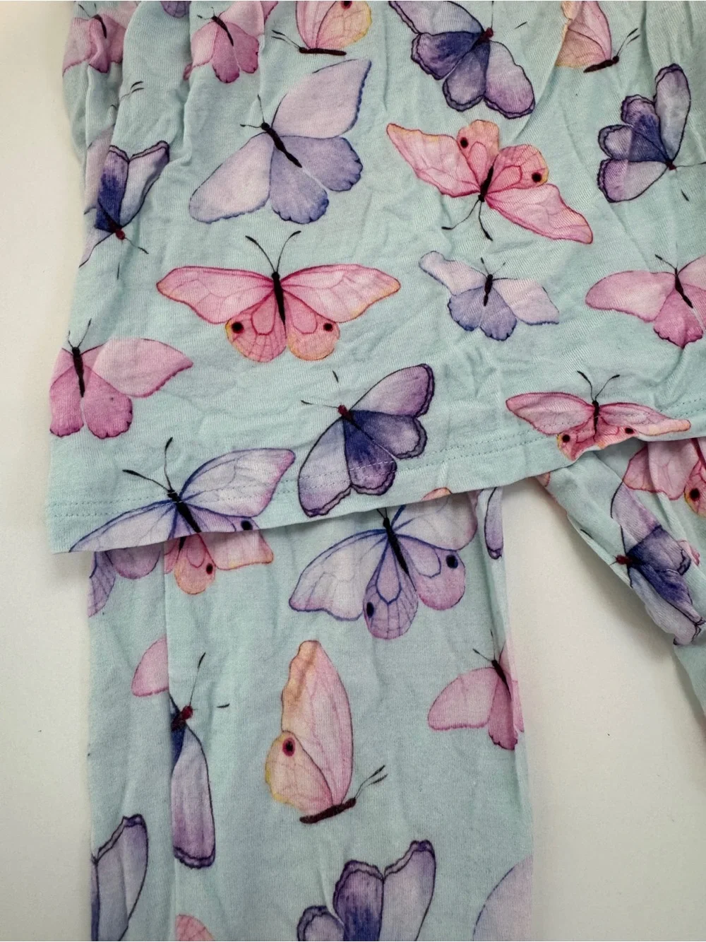 Posh Peanut Light Blue Butterfly Pajama Set - Pink & Purple